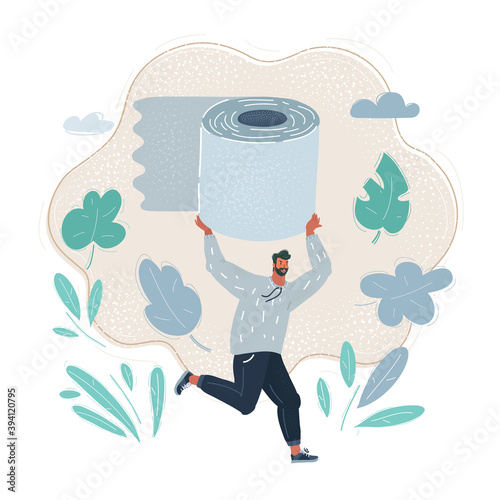 Vector illustration of Toilet paper with running man.