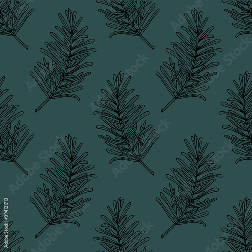 rosemary seamless pattern. wrapping paper, label, menu, kitchen textiles. sketch hand drawn doodle. vector trendy. plant, spice.