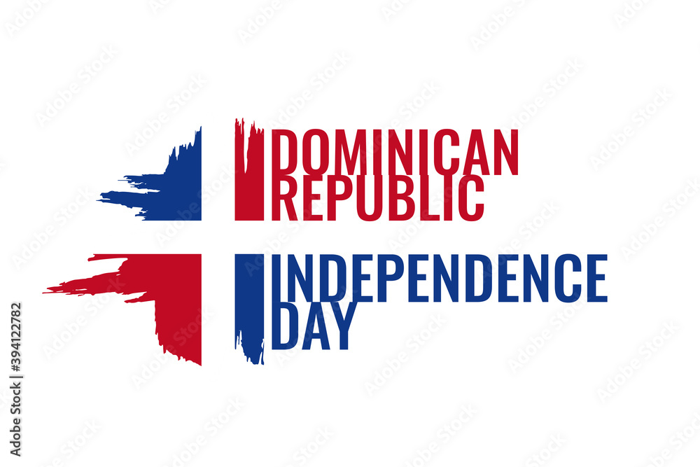Happy Dominican Republic Independence Day greeting card, banner, poster design print. Dominican Republic flag grunge vector illustration on white background. National holiday celebration 27 february Happy Dominican Republic Independence Day greeting card, banner, poster design print. Dominican Republic flag grunge vector illustration on white background. National holiday celebration 27 february