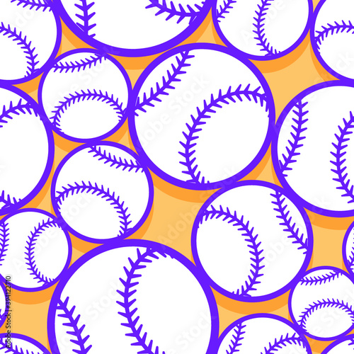 Seamless pattern with baseball softball ball graphics. Vector illustration. Ideal for wallpaper, packaging, fabric, textile, wrapping paper design and any kind of decoration.