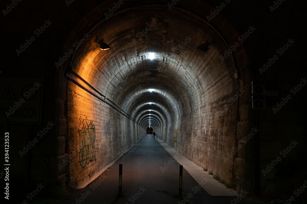 Lonely tunnel dark night