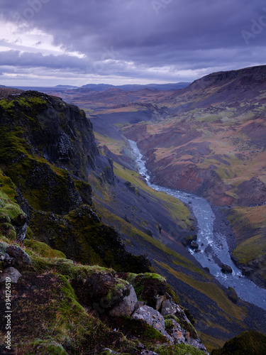 Valley at Haifoss waterfall photo