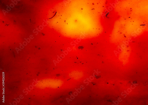 Texture of barbecue sauce or ketchup with herbs close up. Top view. Free copy space for text.