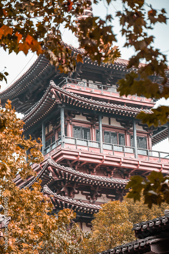chinese temple in autumn