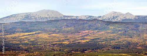 Scenic view. Rocky mountains of the Southern Urals on a sunny autumn day. photo