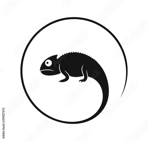Chameleon logo. Abstract chameleon on white background