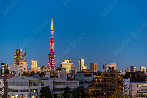 東京都港区六本木から見た夕方の都市景観