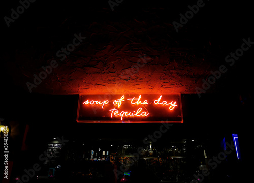 Neon sign in a bar. photo