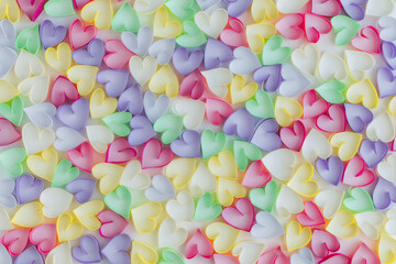 Entangled paper hearts in many different colours