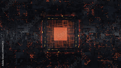 Detail of surreal computer cpu.