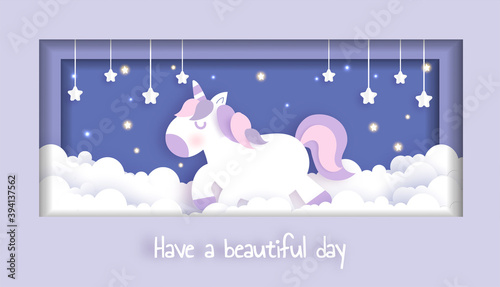 Set of baby shower cards with cute unicorn .