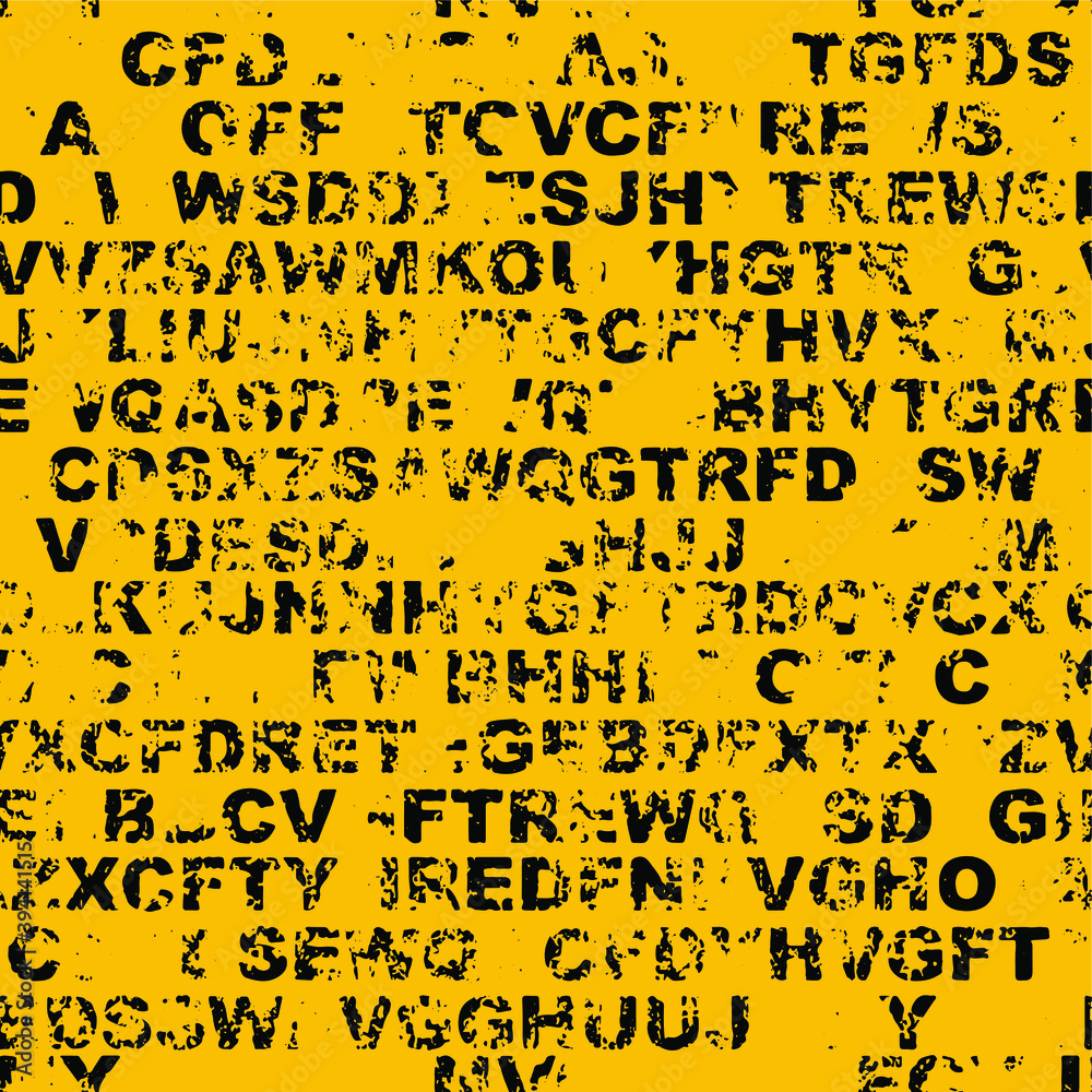 letters on black background with seamless pattern.	