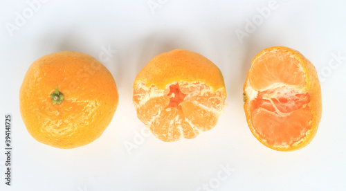 orange citrus fruit on white background  top view.