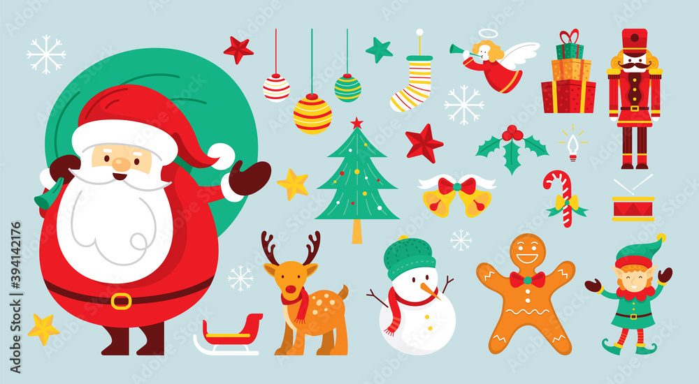 Santa Claus Characters and Friends with Christmas Ornament