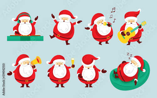 Santa Claus Characters Set, Party Concept, Merry Christmas and Happy New Year