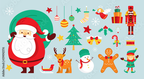Santa Claus Characters and Friends with Christmas Ornament
