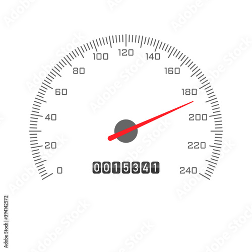 Car odometer speedometer icon isolated on white background. Automobile gauge tachometer speed panel. Black vector illustration.
