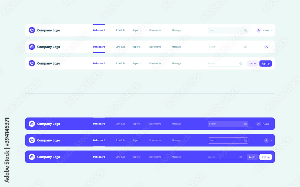 Web app navigation menu UI design sources