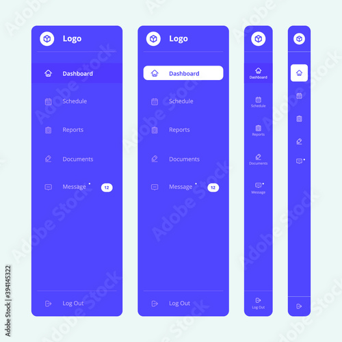 Web app navigation menu UI design sources