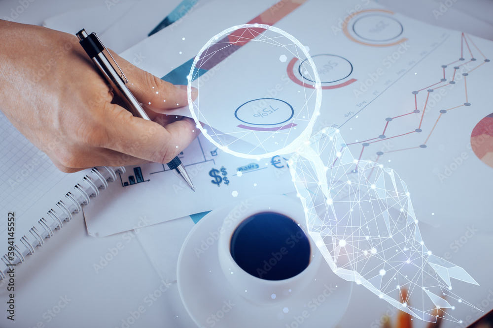 Creative start up concept hologram double exposure with human hand background. Creative start up concept hologram double exposure with human hand background.