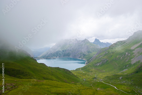 lake  lunersee  in the mountains  alps 