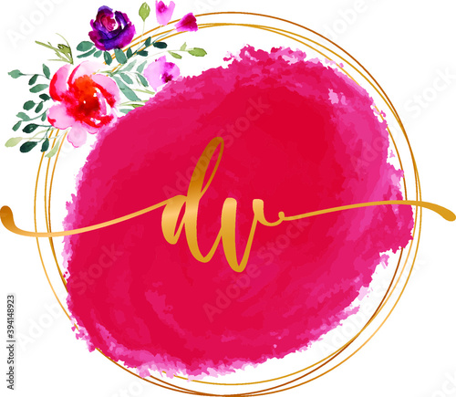 DV D V initial watercolor abstract  logo template vector image