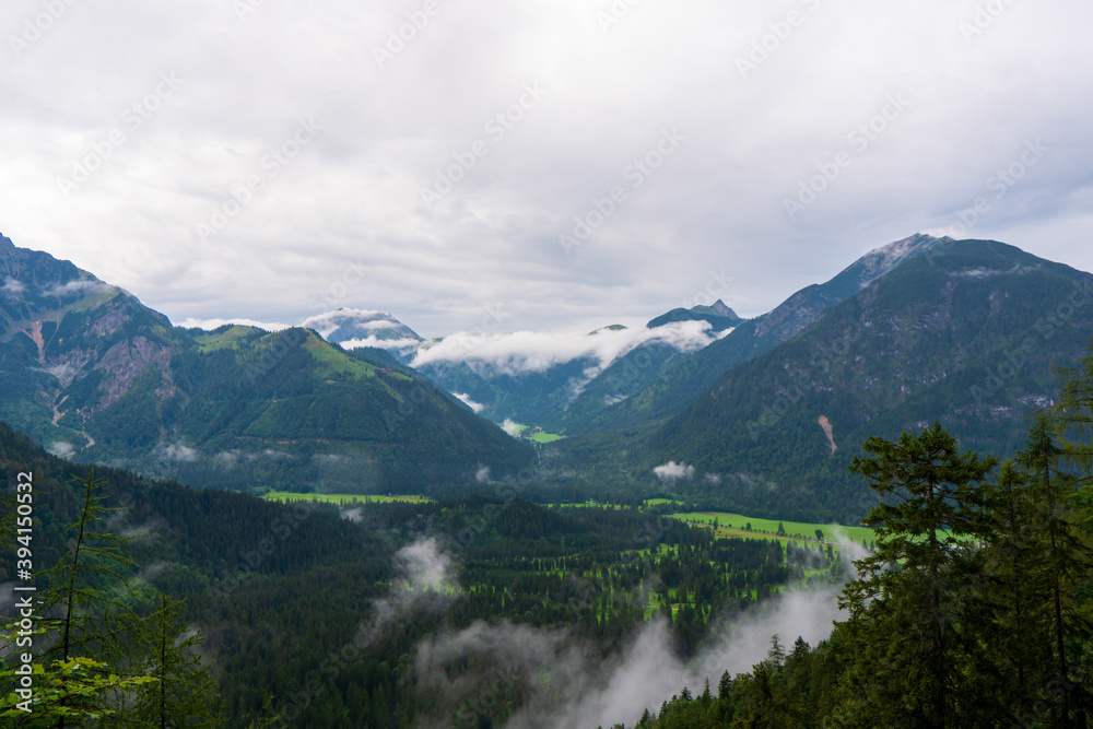 Clouds are rolling through after the rain in the alps Rofan summit, Maurach, Achensee, Pertisau, Tyrol, Austria