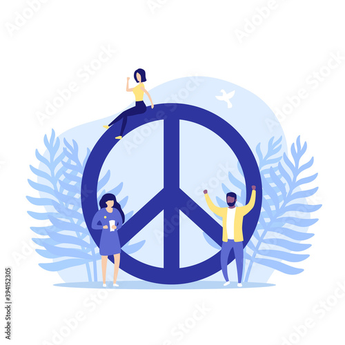 peace sign and people, vector illustration