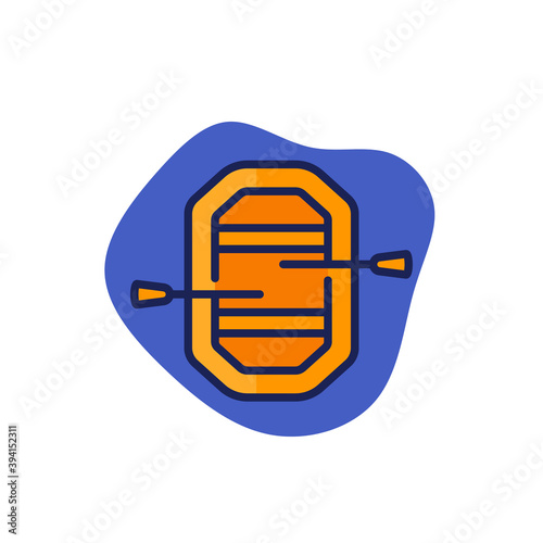 rafting boat icon with outline