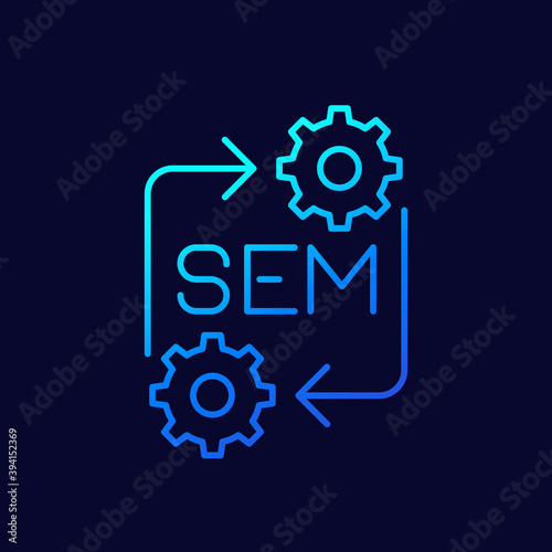 SME icon with gears and arrows, line design
