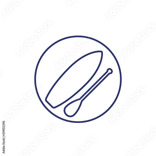 SUP board with paddle outline icon