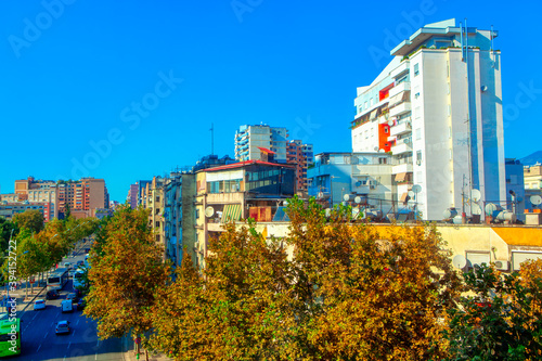 Tirana Albania downtown city district 