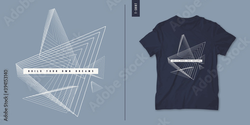 Geometric abstract t-shirt vector design, poster, print, template