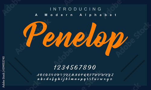 Penelop font. Elegant alphabet letters font and number. Lettering Minimal Fashion Designs. Typography fonts regular uppercase and lowercase. vector illustration