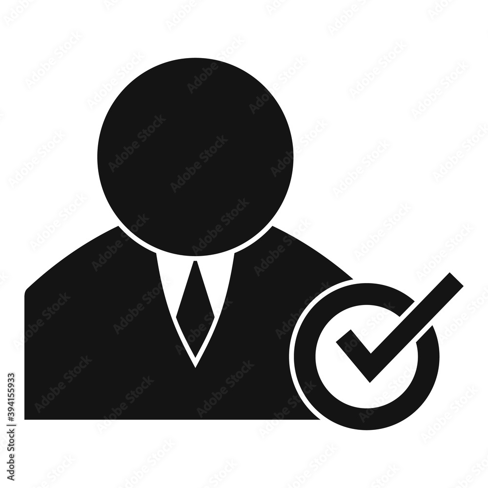 Approved corporate worker icon. Simple illustration of approved corporate worker vector icon for web design isolated on white background Approved corporate worker icon. Simple illustration of approved corporate worker vector icon for web design isolated on white background