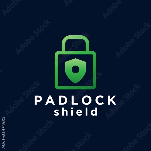 Padlock shield logo design vector