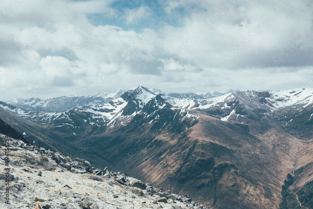 Landscape with snow and clouds