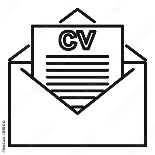 Headhunter cv mail icon. Outline headhunter cv mail vector icon for web design isolated on white background