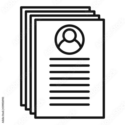 Headhunter documents icon. Outline headhunter documents vector icon for web design isolated on white background
