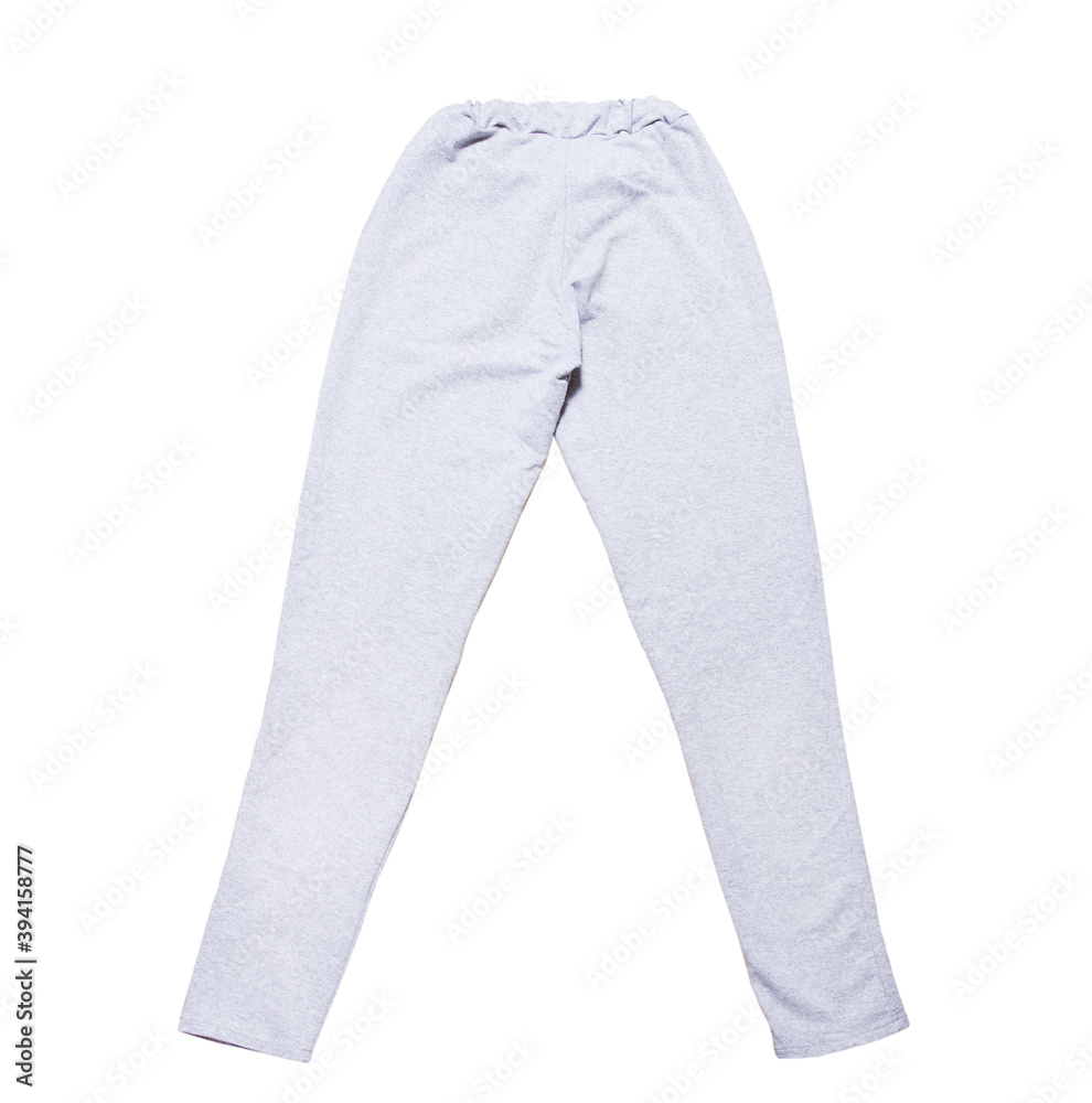 Light gray sport sweatpants mockup isolated white background copy-space