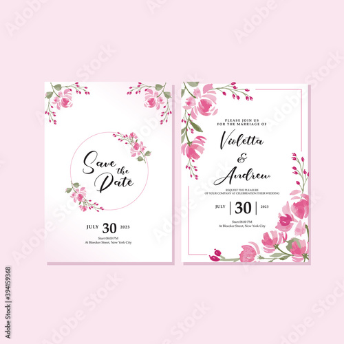 Flower and leaves vector decorative greeting card or invitation design background