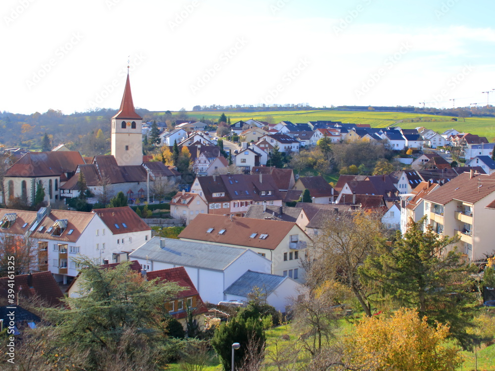 Blick auf die Gemeinde Weissach im Landkreis Böblingen