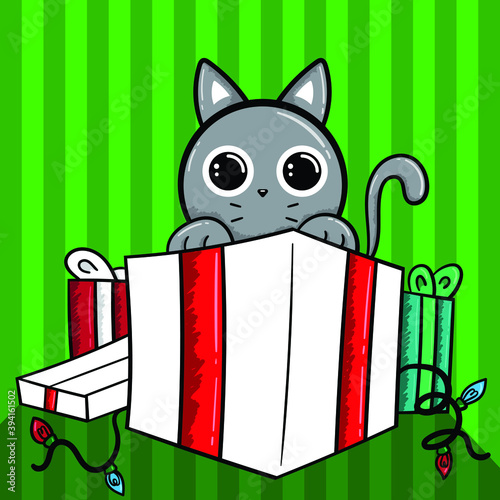 Gatito de regalo para navidad