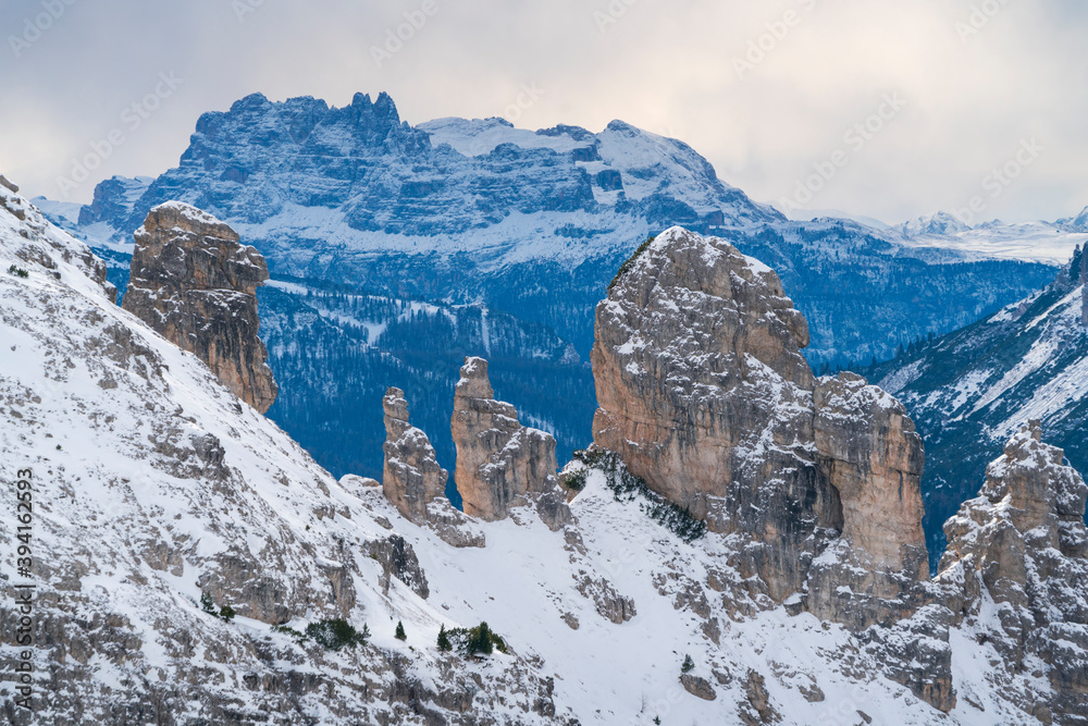 Landscape from the path to the Tre Cime di Lavaredo, Dolomites, Unesco World Heritage Site, Italy, Europe