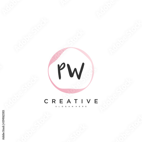 PW Beauty vector initial logo, handwriting logo art design of initial signature, wedding, fashion, jewerly, boutique, floral and botanical with creative template for any company or business.