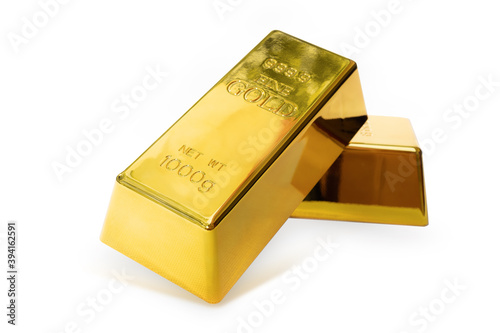 Gold bar 1 kg on white background with clipping path