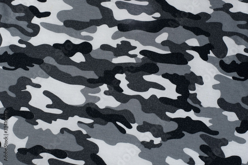 Fabric with spots like earth or grass to blend in with the environment, fabric with a pattern like a soldier's military uniform