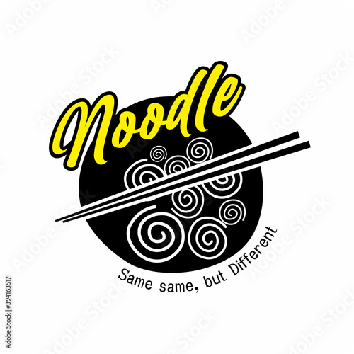 Noodle logo with chopstick for restaurant 