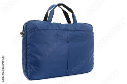 blue textile bag to protect laptop close up