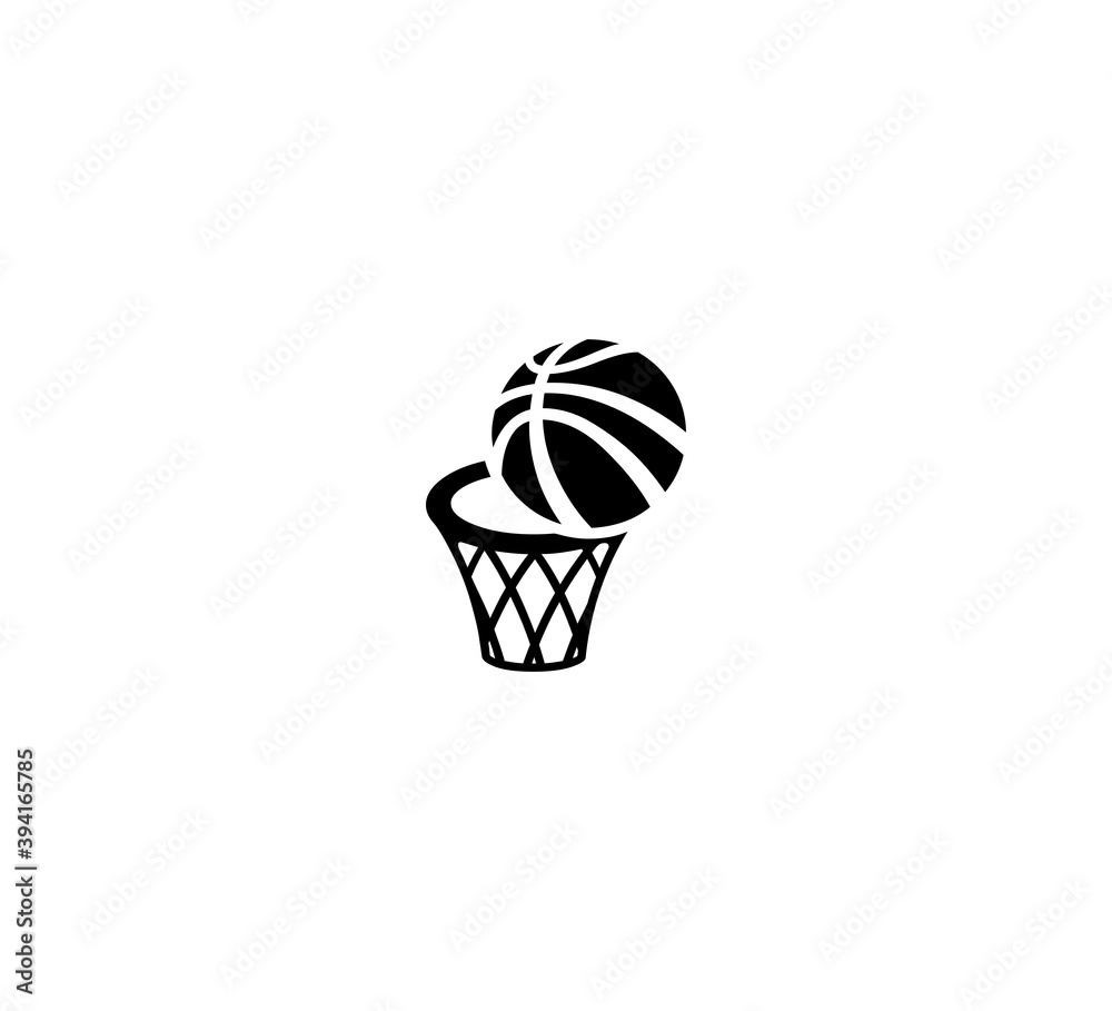 Basketball net with ball. Basketball icon illustration
